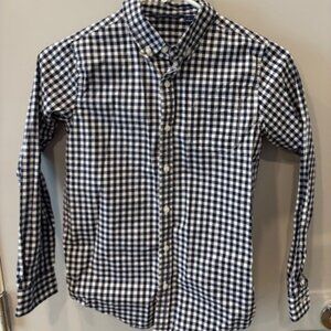 Janie and Jack Navy and White Gingham Poplin Shirt - Size 10